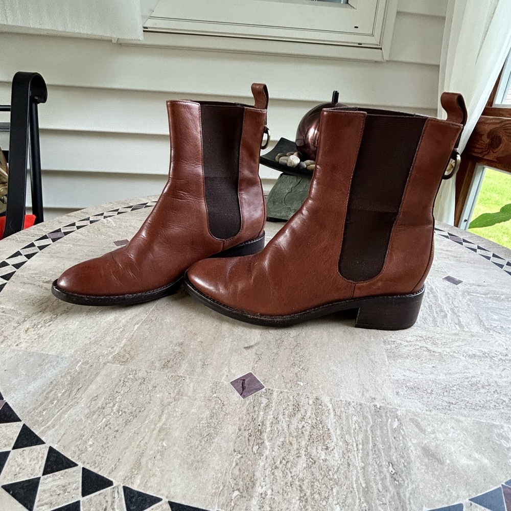Brown leather ankle boots